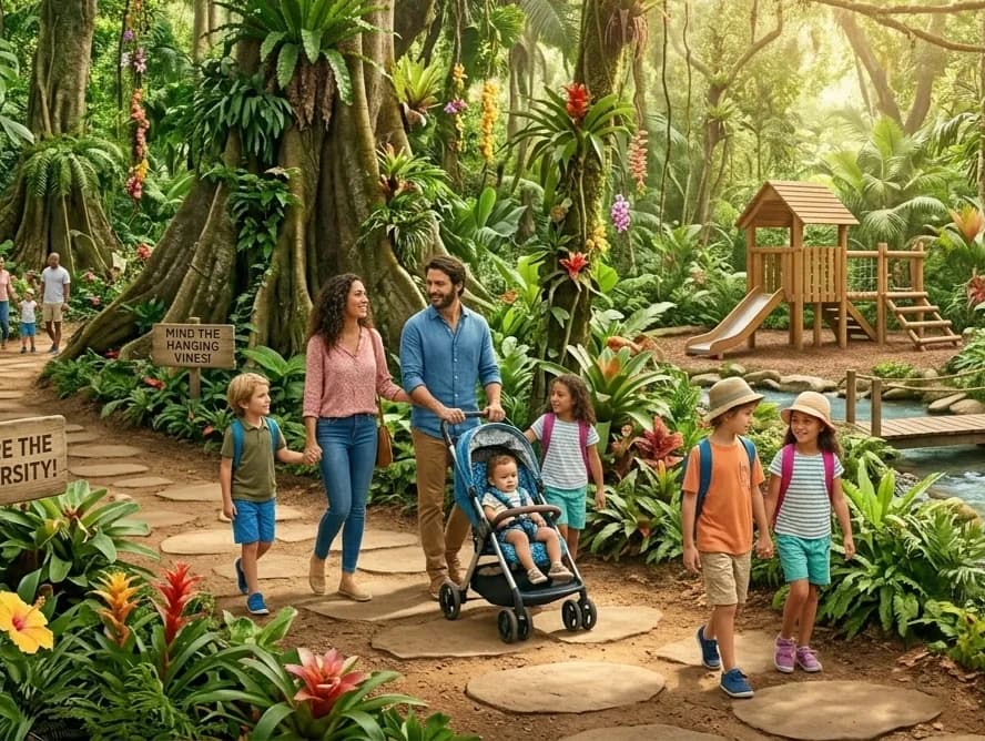 Lush tropical jungle perfect for family exploration