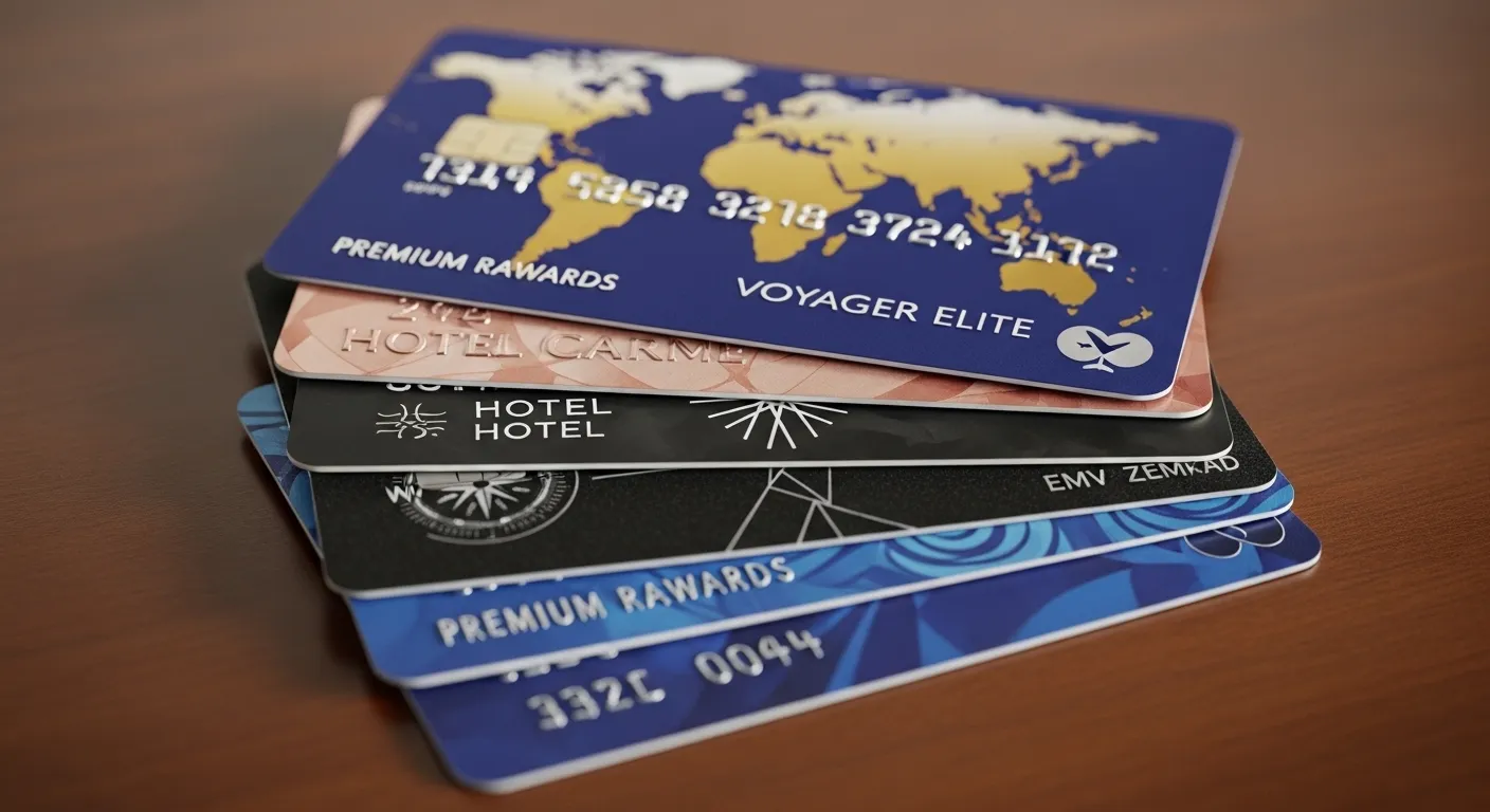Stack of travel rewards credit cards